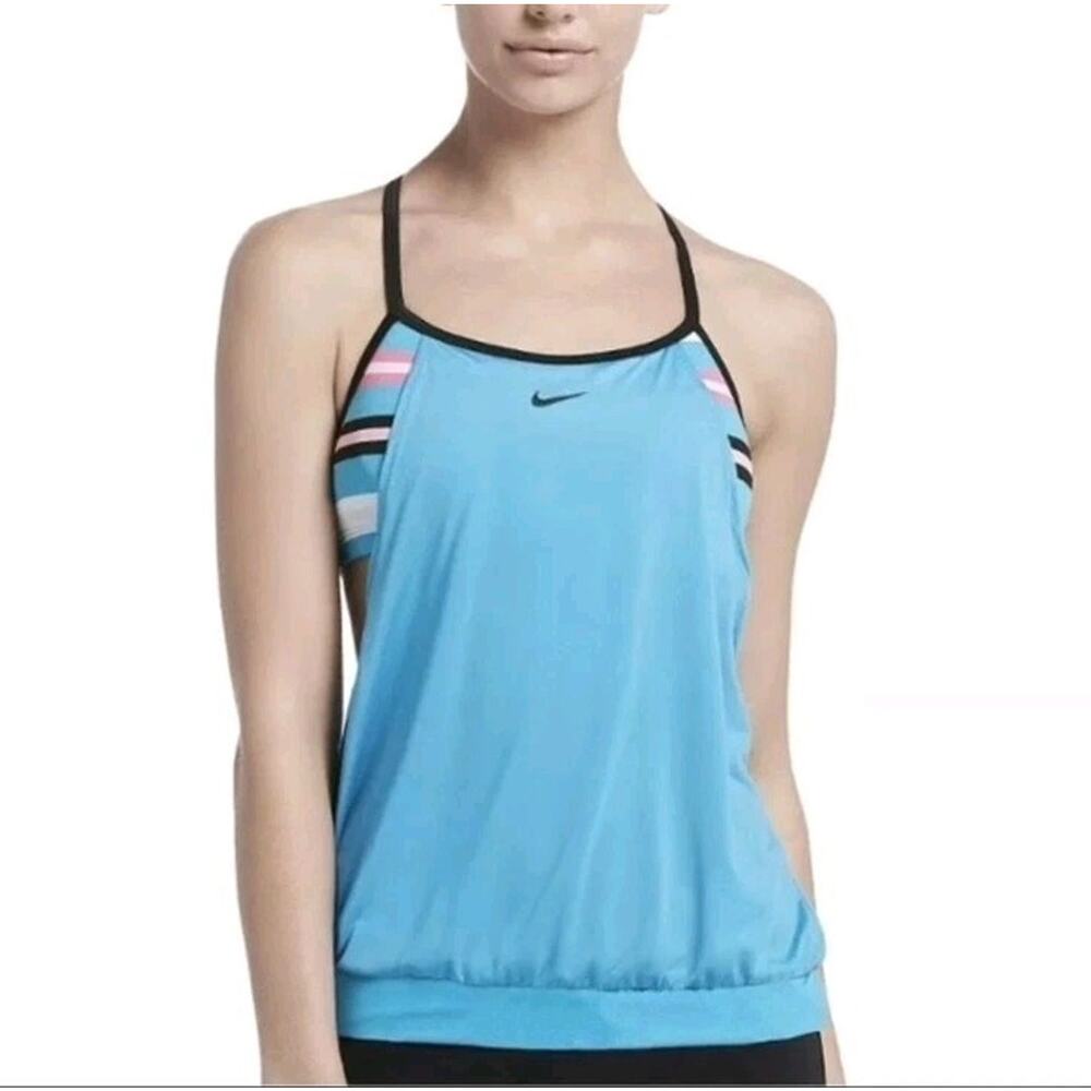 NIKE Sport Stripe 2 In 1 Tankini Swim Top And Shorts size Small Swimsuit